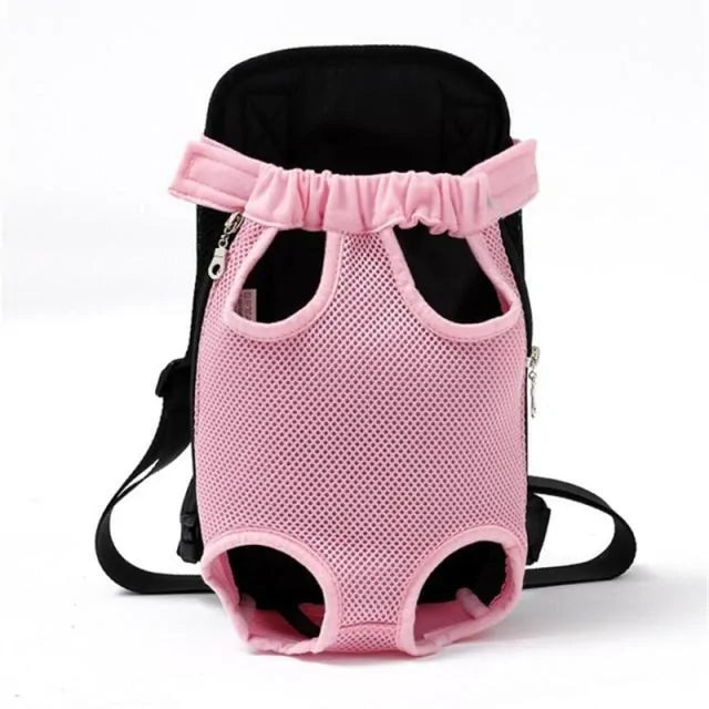 A breathable pet travel backpack in light pink.