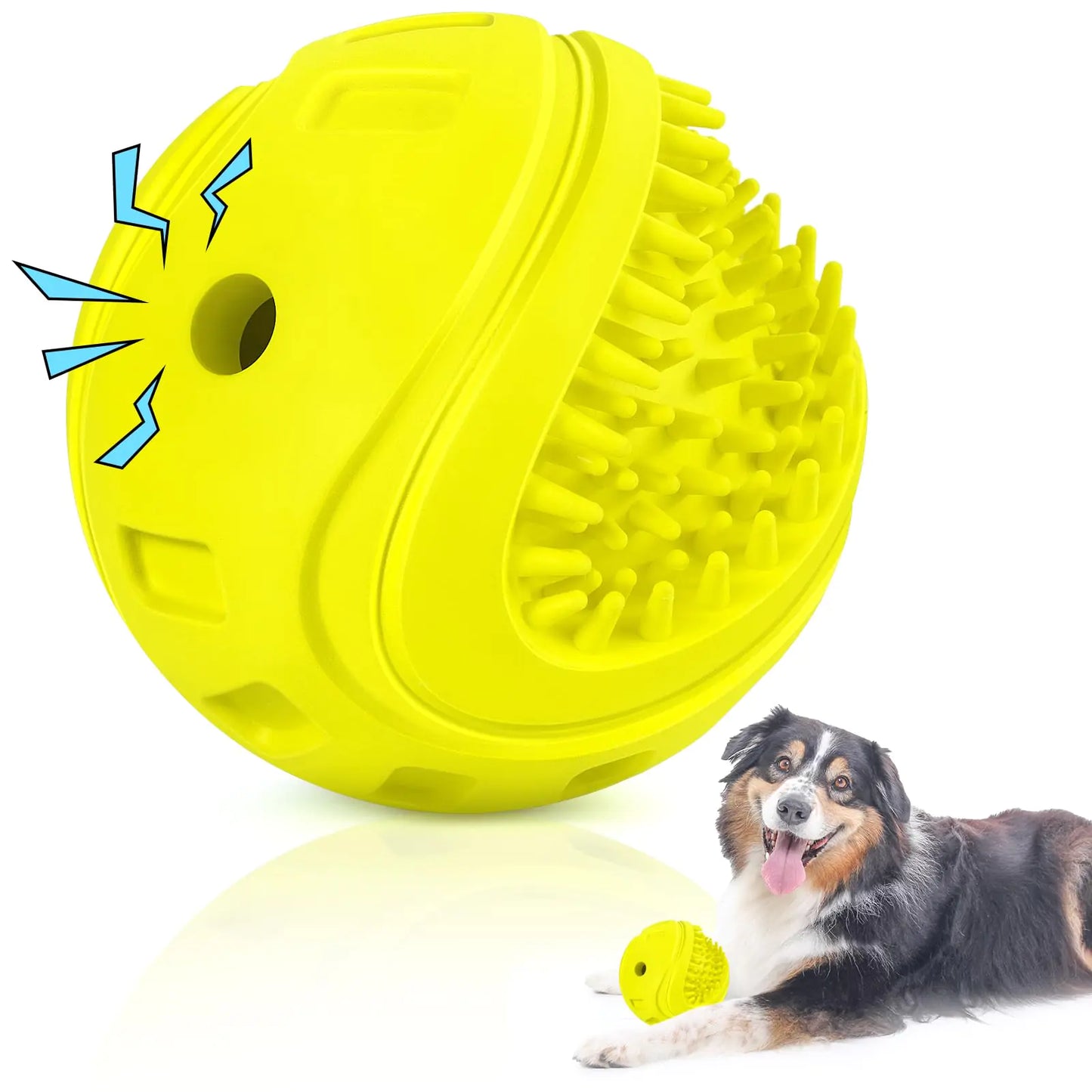 ChewMaster™ Squeaky Dog Balls – Built for Tough Chewers, highlighting the multifunctional fun and beef flavor profile of these durable dog toys for indoor or outdoor play.