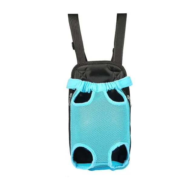 A teal breathable pet travel backpack.