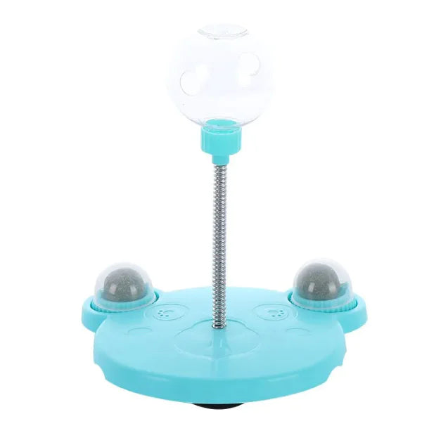 Paw Play Interactive Food Dispensing Tumbler with a secure base, making it a reliable interactive pet feeder for pets.