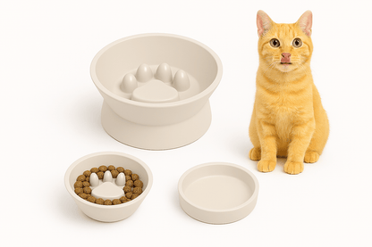 TinyQilin Elevated Dual Cat Feeder Bowl, a BPA-free elevated cat feeder that supports slow feeding and promotes happy mealtime for your feline.
