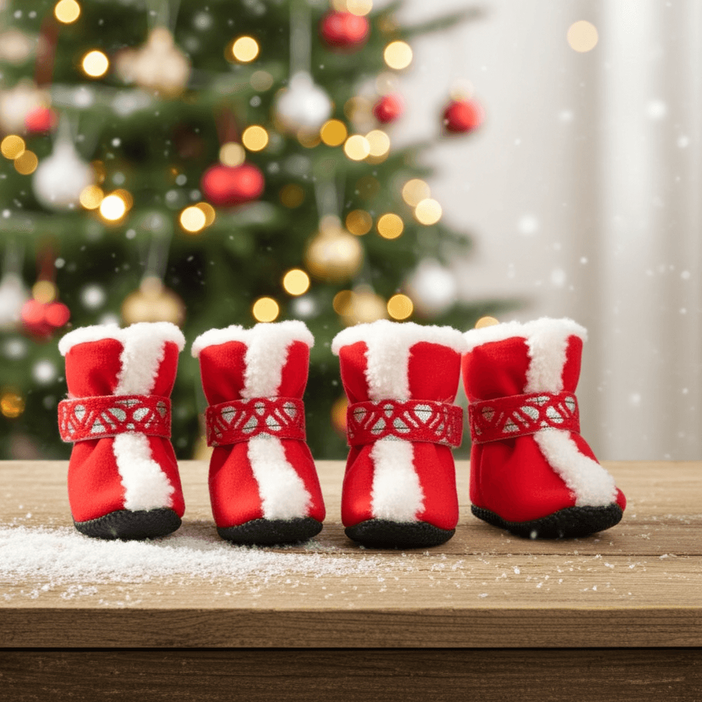 Christmas Pet Snow Boots – Warm, Waterproof & Festively Styled - featuring the festive holiday design that adds charm to your pet's winter wardrobe.