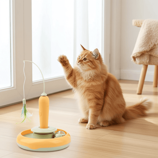 Electric Pet Toy - Multifunctional Cat Teaser Ball, featuring a bright yellowish green color and interactive spinning ball, perfect electric cat toy for engaging playtime.