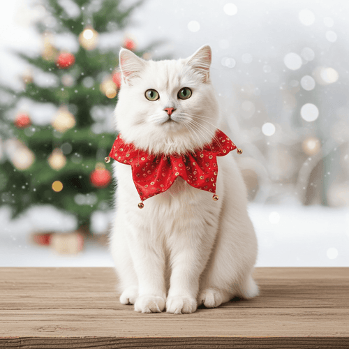 Jingle Bell Pet Collar – Adjustable 16"–24" Neck Girth, featuring 6 metallic jingle bells, perfect for festive celebrations and an adjustable pet collar for cats and dogs.
