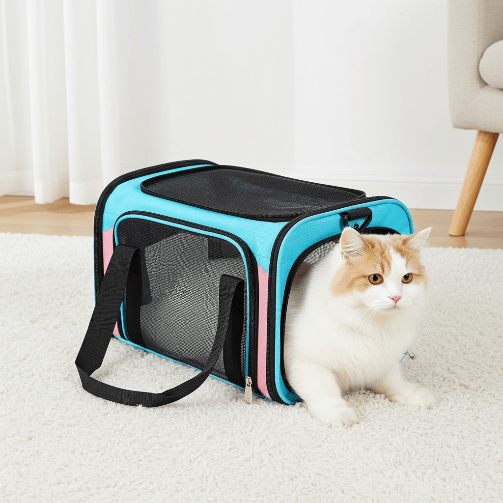 SkyPaws Soft Sided Pet Carrier 17"x11"x11" - Approved for Air Travel featuring a compact design ideal for airline travel with pets.