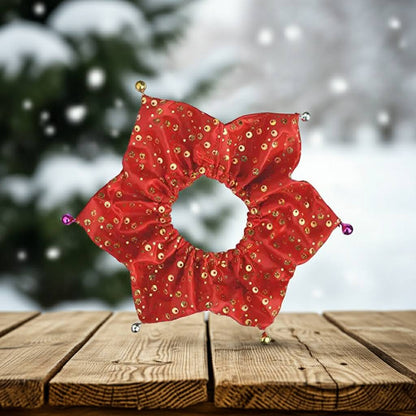 Close-up of Jingle Bell Pet Collar – Adjustable 16"–24" Neck Girth, showcasing the cheerful jingle bells, an ideal adjustable pet collar for holiday events.