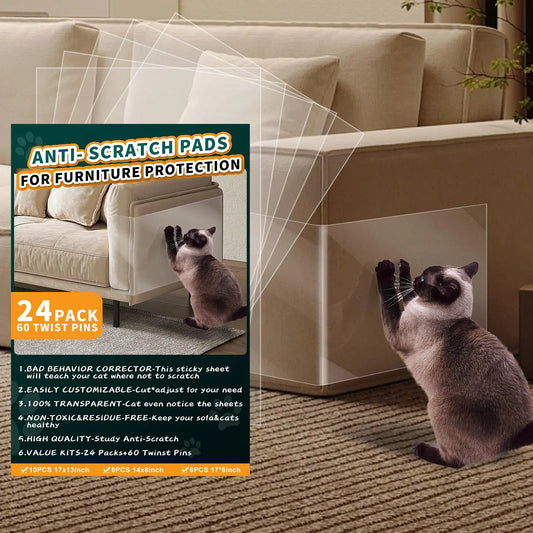 Elegant Morikey 24-Piece Anti-Scratch Cat Guard Set, featuring a luxurious transparent design that acts as an effective cat scratch protector for your furniture.