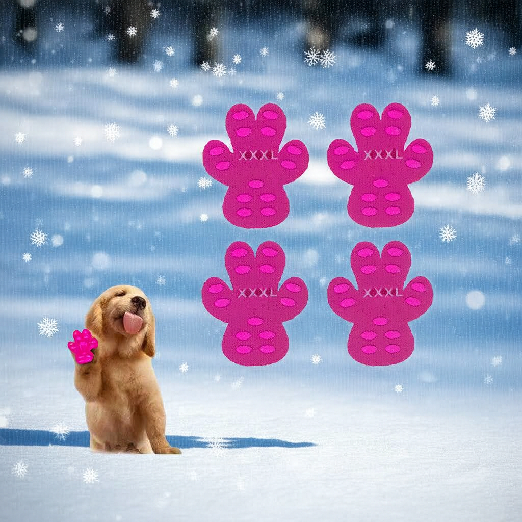 A happy dog wearing Dog Anti-Slip Pads outdoors, highlighting the comfortable fit and stability of these anti-slip dog pads.